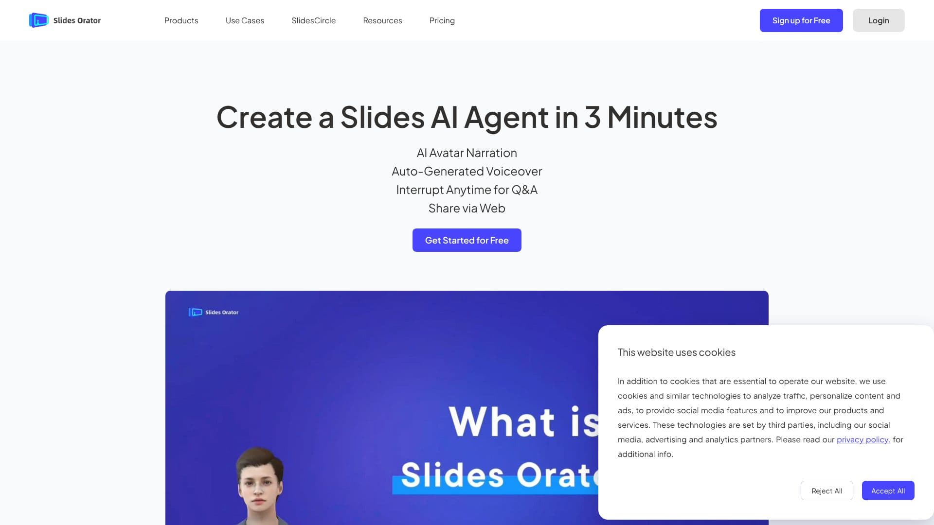 لقطة شاشة لـ SlidesOrator: عرض تقديمي بالذكاء الاصطناعي بصورة رمزية ثلاثية الأبعاد