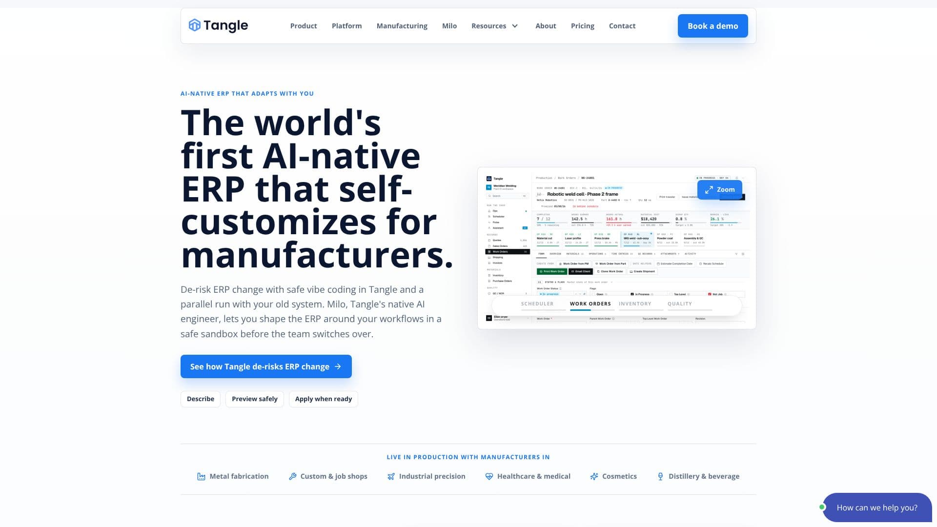 Tangkapan layar Tangle | AI-native ERP