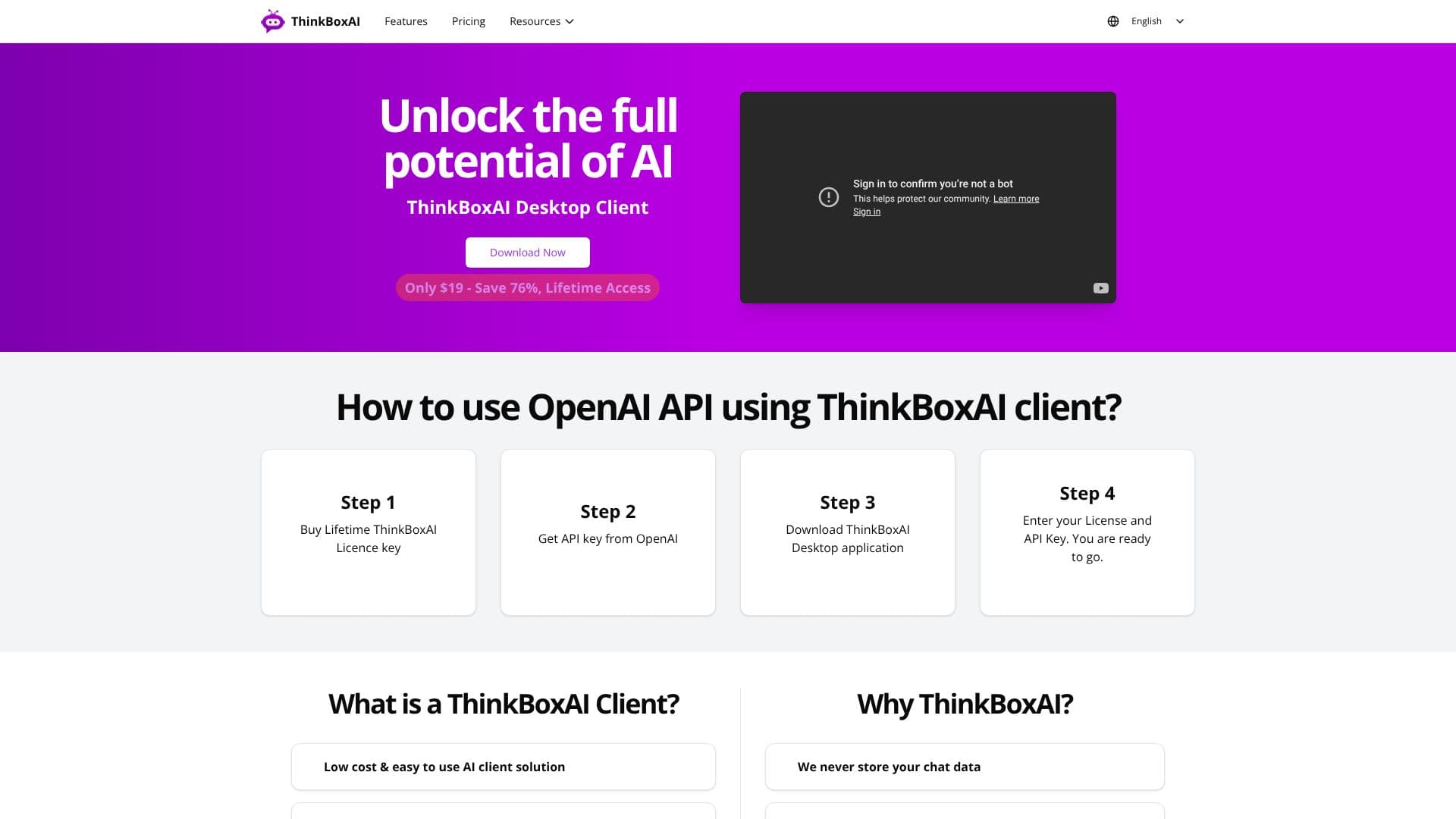 ThinkBoxAI デスクトップクライアント のスクリーンショット