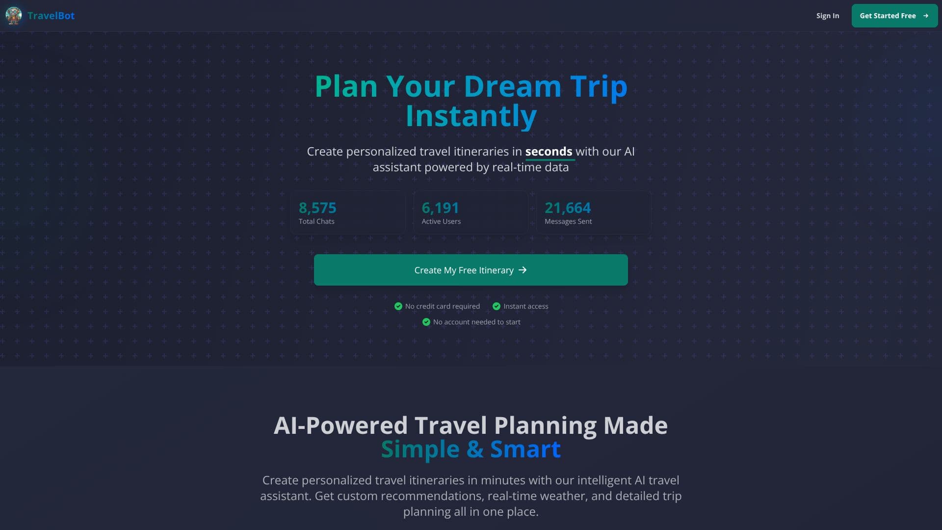 Capture d’écran de TravelBot AI Travel Planner
