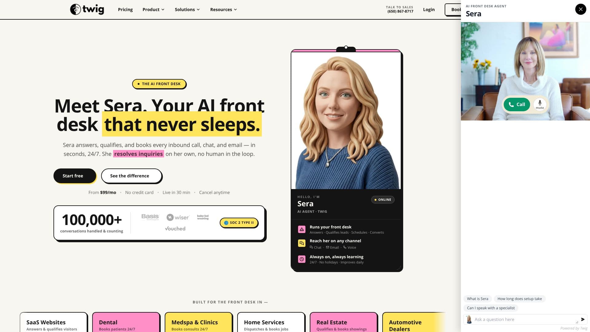 Sera AI Front Desk 스크린샷