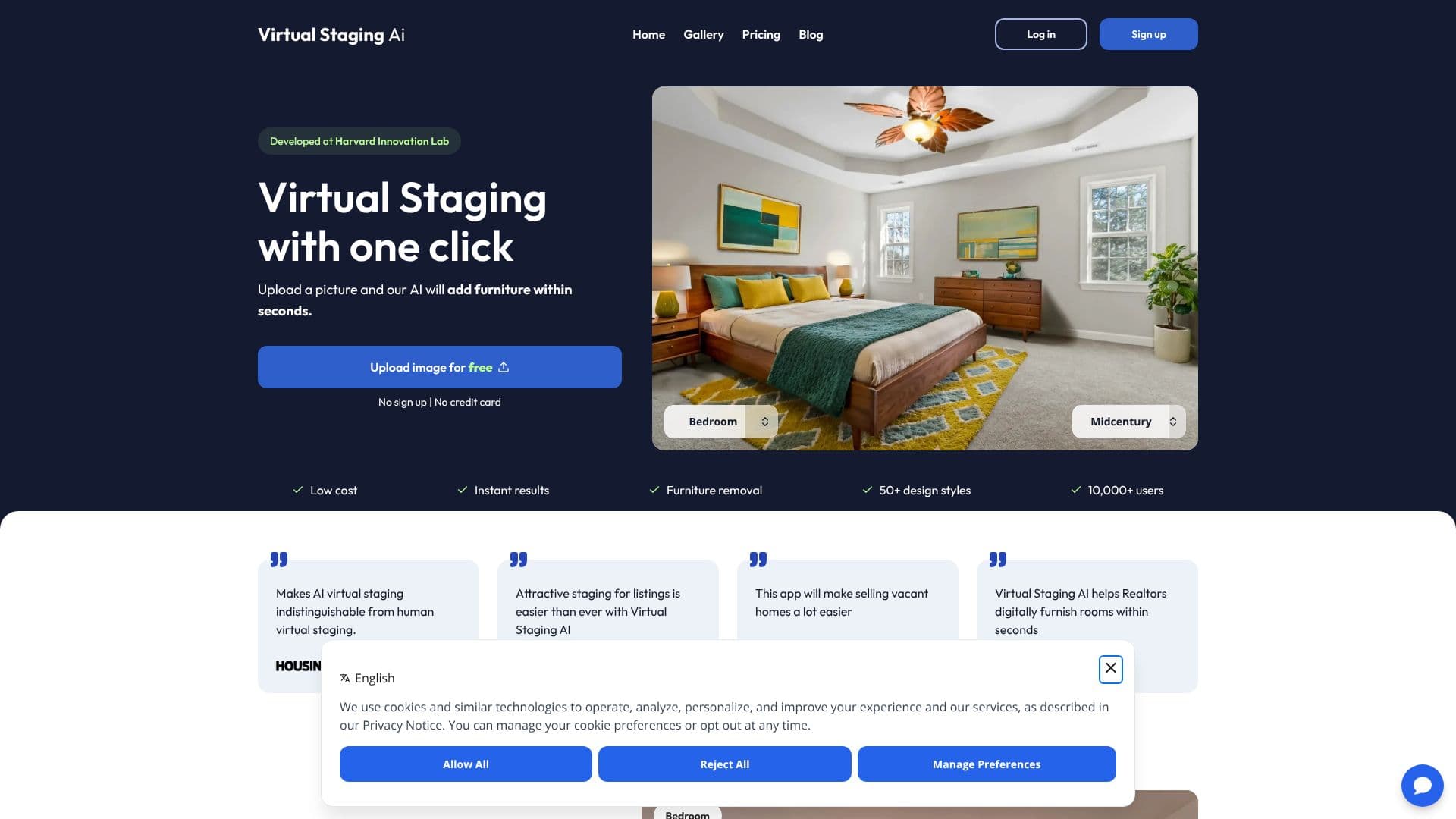 Screenshot von Virtual Staging AI
