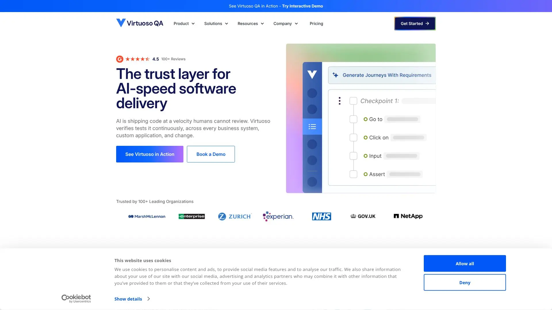 Screenshot von Virtuoso QA