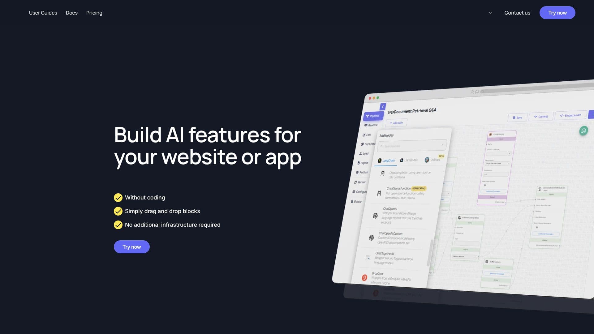 Tangkapan layar Platform AI Tanpa Kode WindyFlo