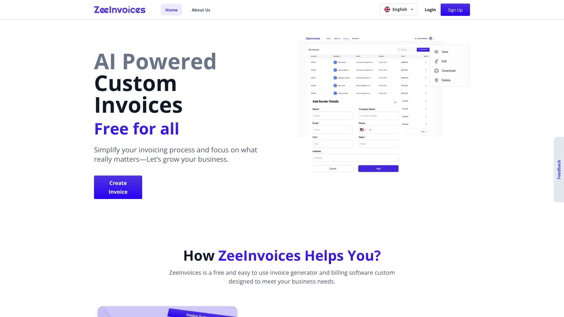 ZeeInvoices: 맞춤형 송장 스크린샷