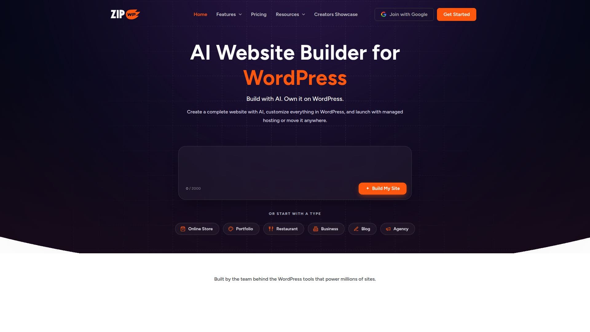 ZipWP AI Website Builder screenshot