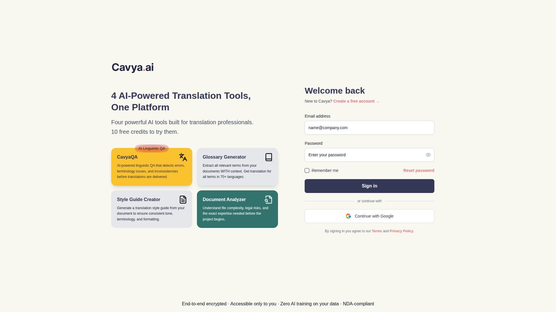 Cavya.ai Lokalisierungsplattform screenshot