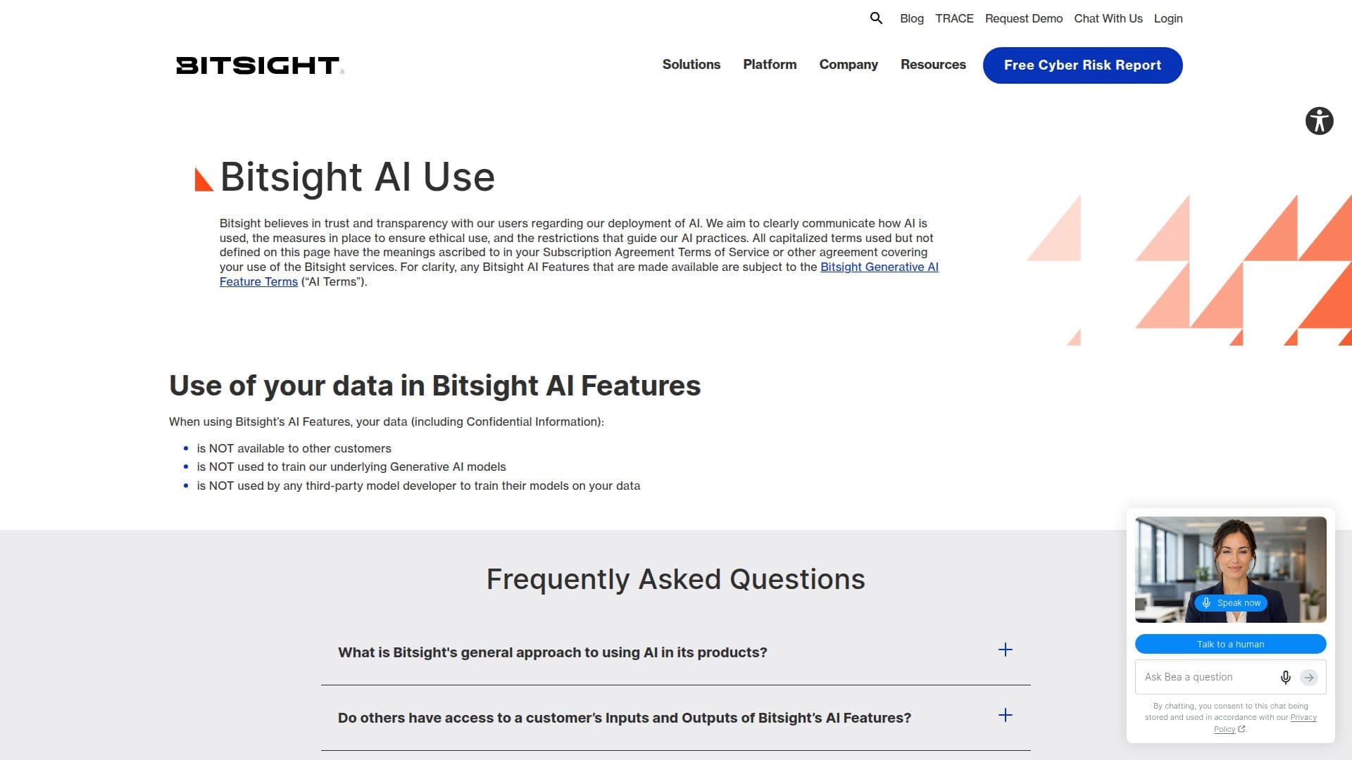 Uso da IA Bitsight screenshot