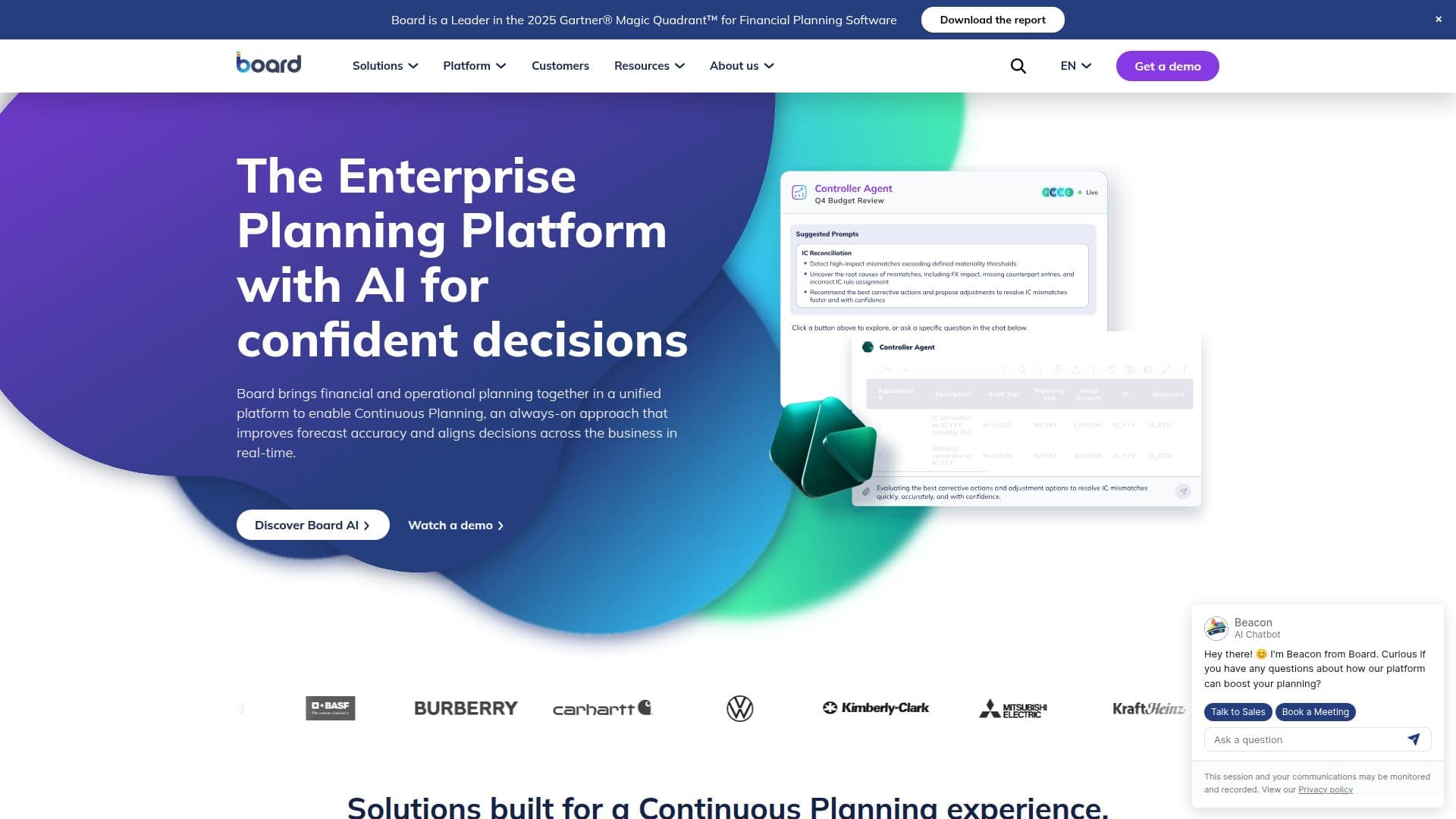 Plataforma de Planejamento Empresarial Board screenshot