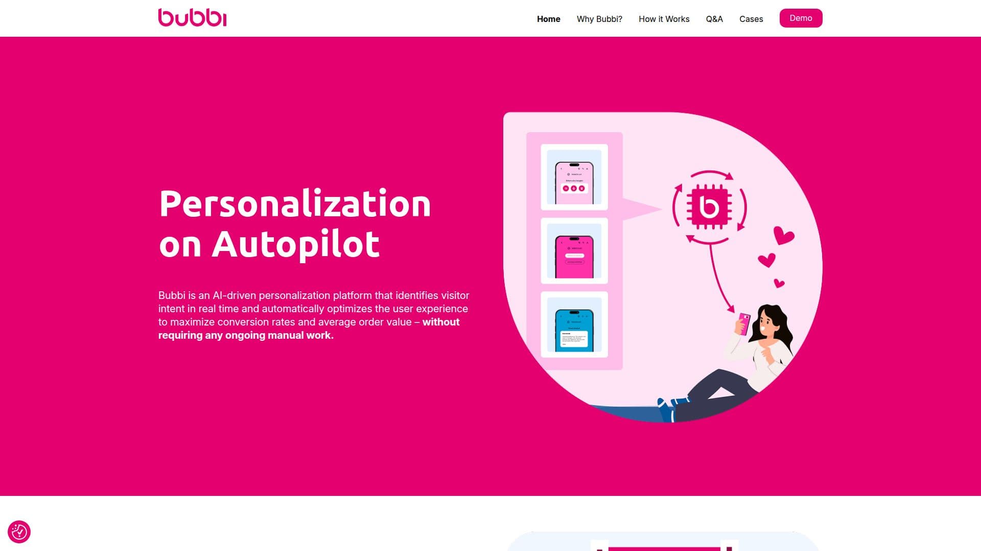 Bubbi AI Personalization Platform screenshot