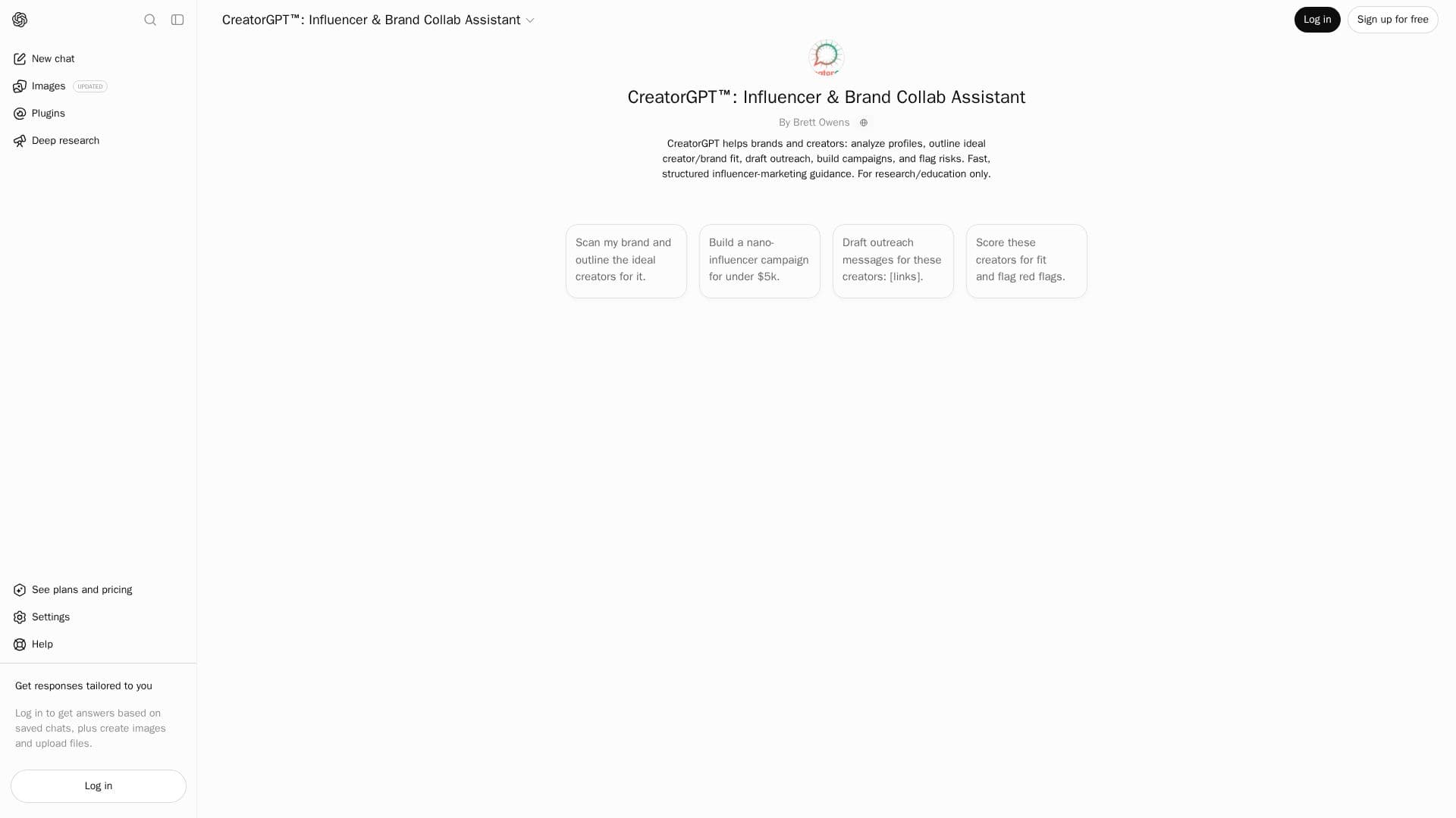 مساعد المؤثرين CreatorGPT screenshot