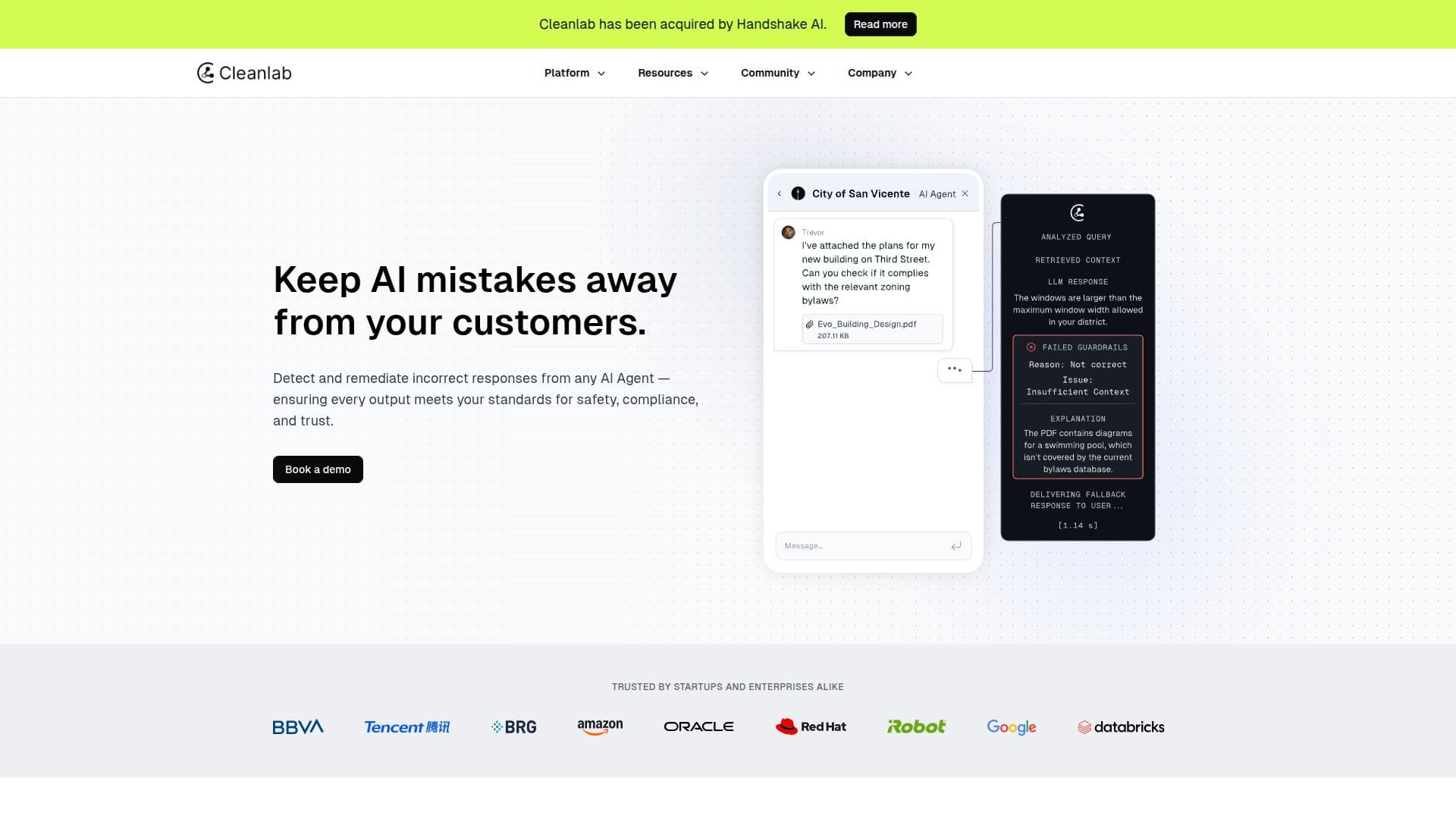 Plataforma de Segurança Cleanlab AI screenshot