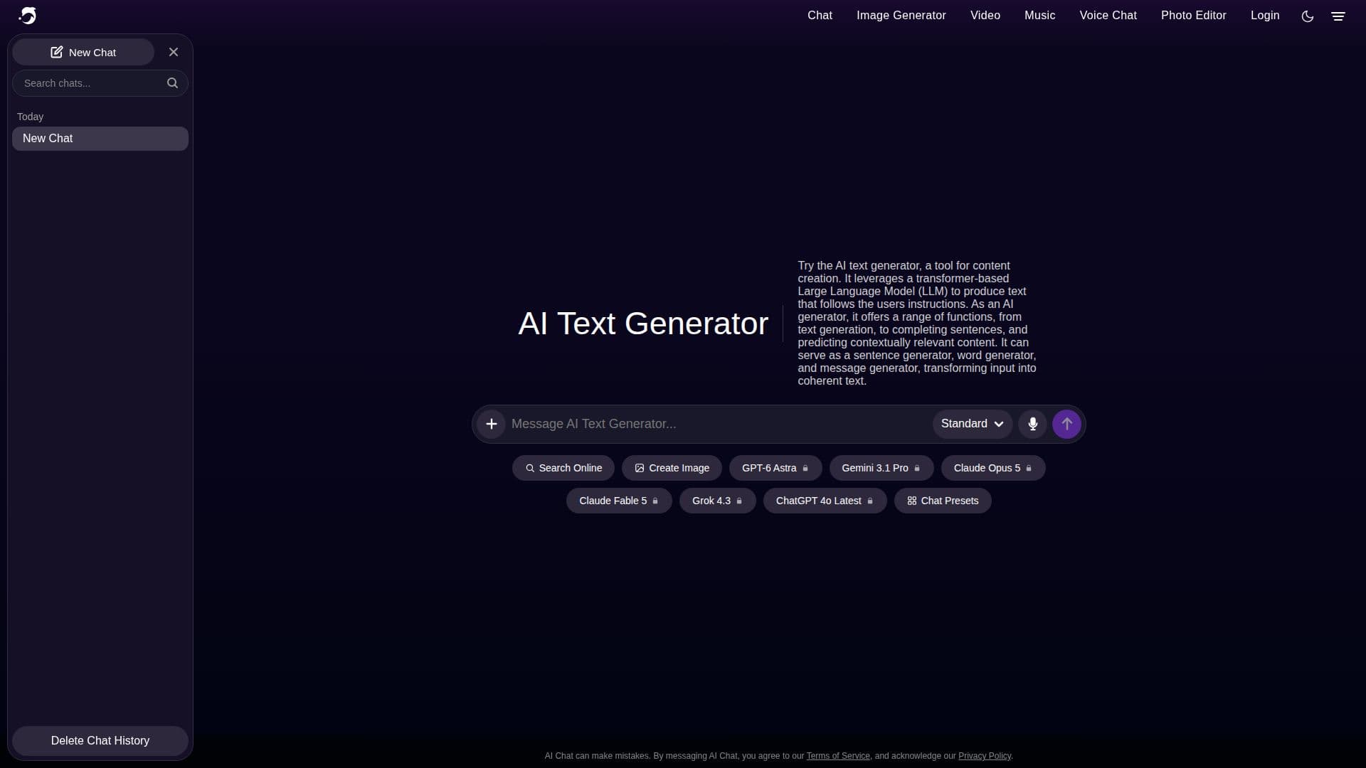DeepAI Text Generator screenshot