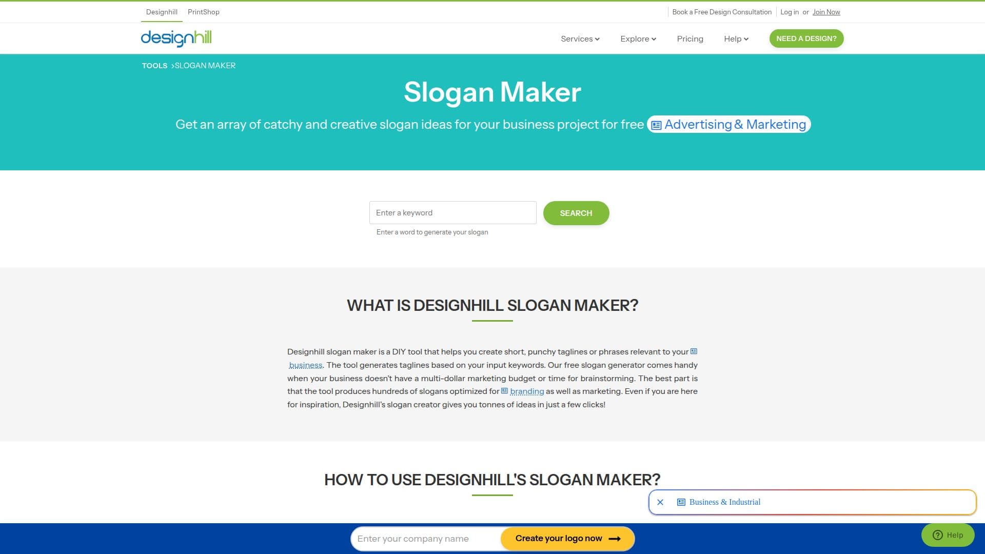 Designhill Slogan Maker screenshot
