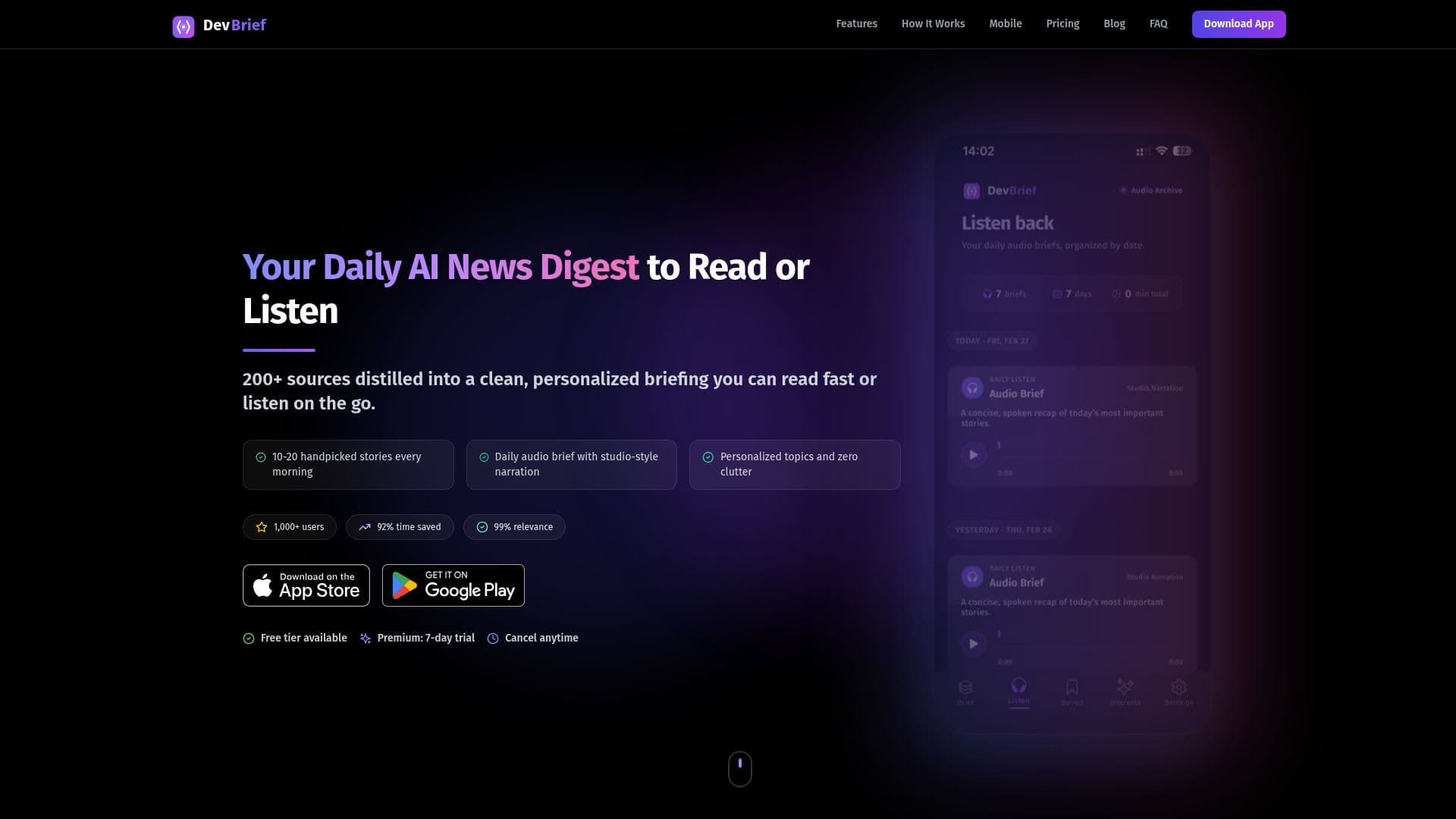 DevBrief screenshot