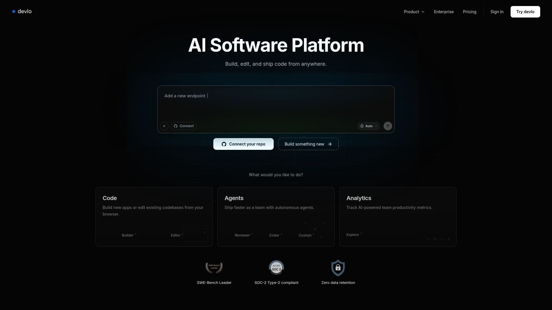 devlo | وكيل برمجي مستقل للذكاء الاصطناعي screenshot