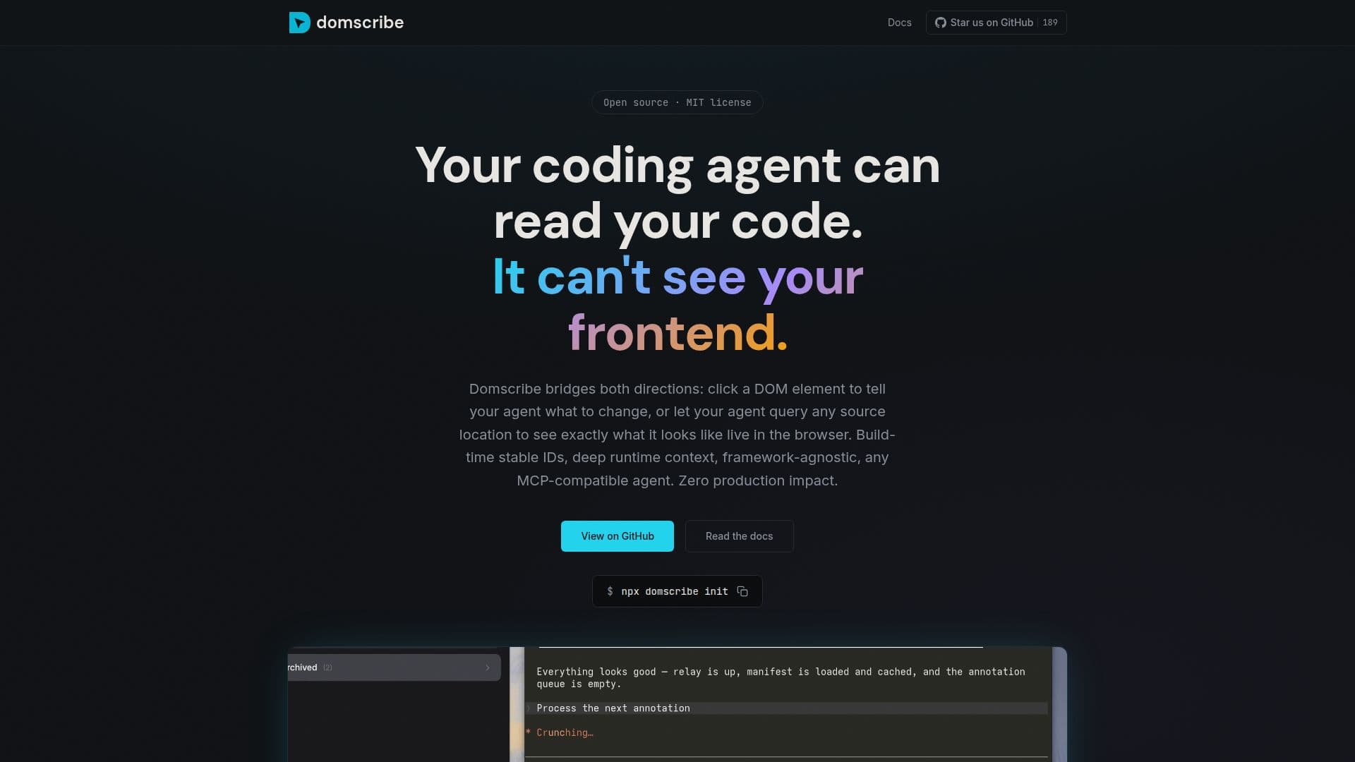 Domscribe — AI Coding Agent Frontend Tool screenshot