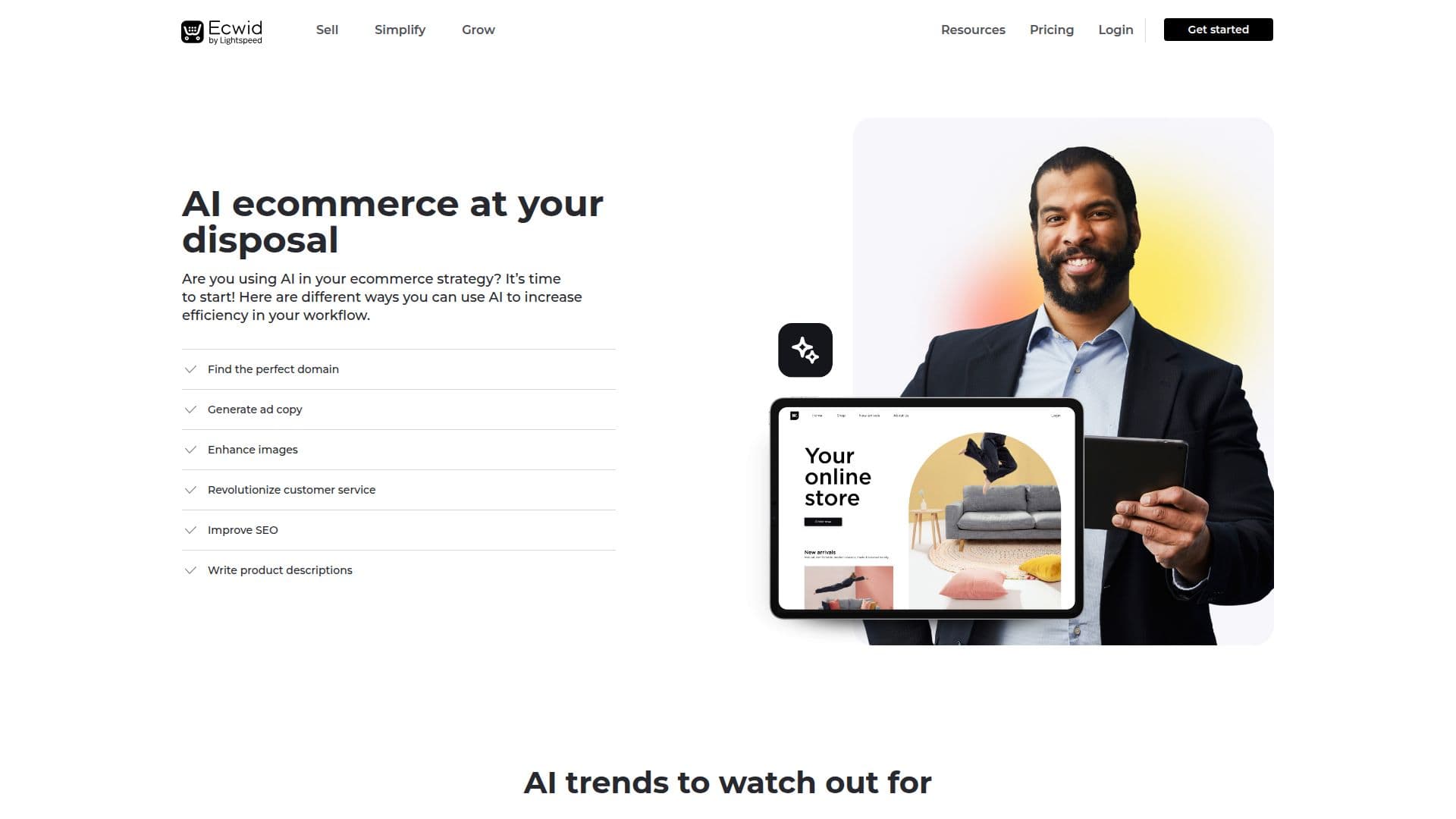 Ecwid AI Ecommerce Plattform screenshot