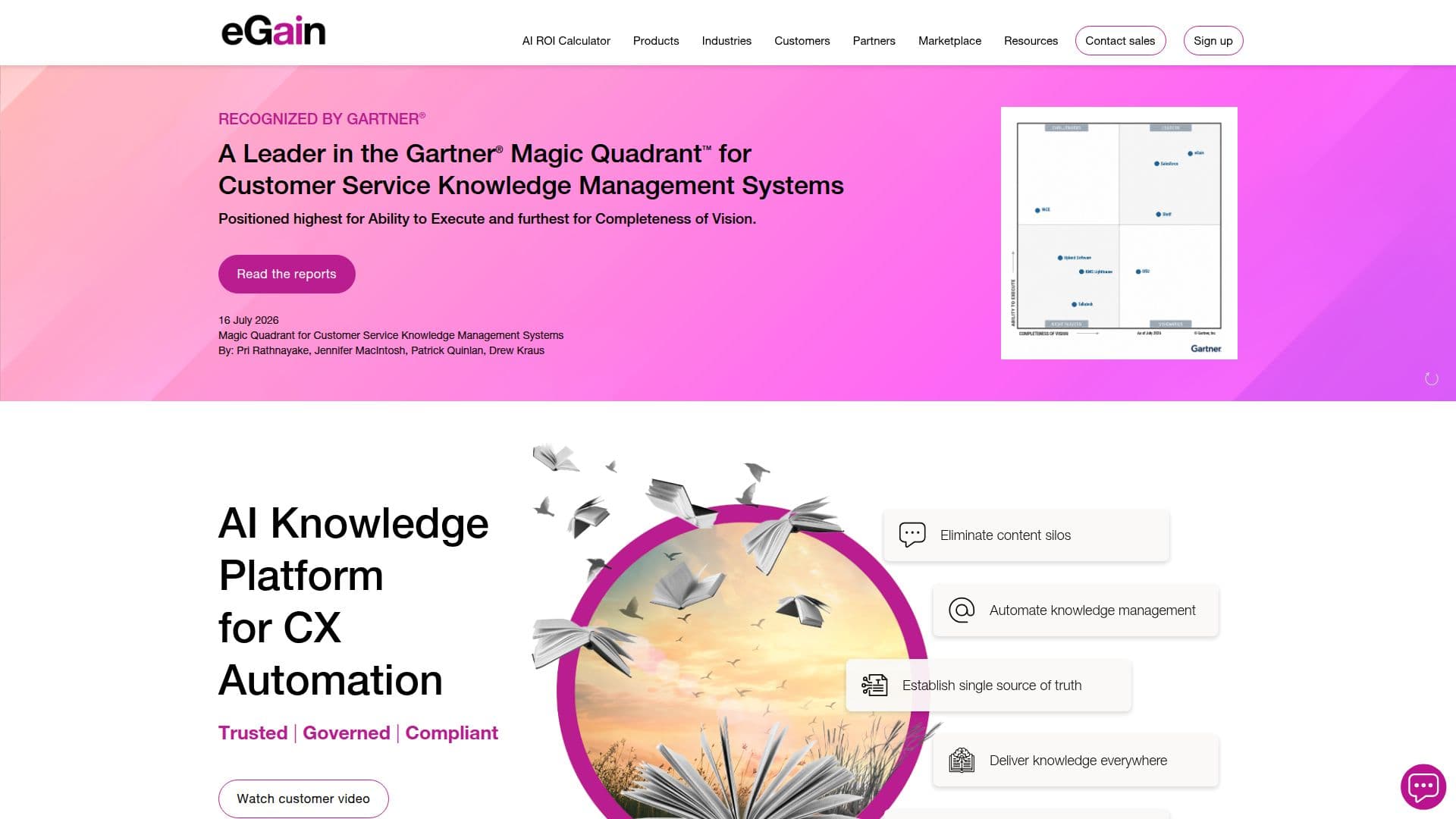 eGain AI Knowledge Platform screenshot