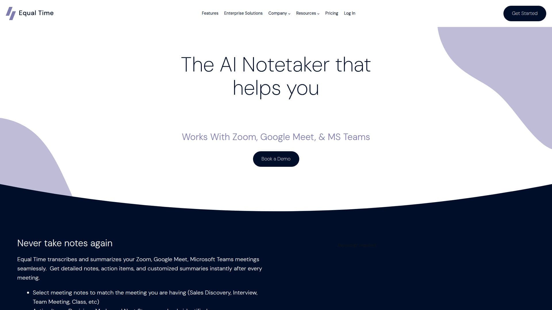 Equal Time – AI Notetaker screenshot