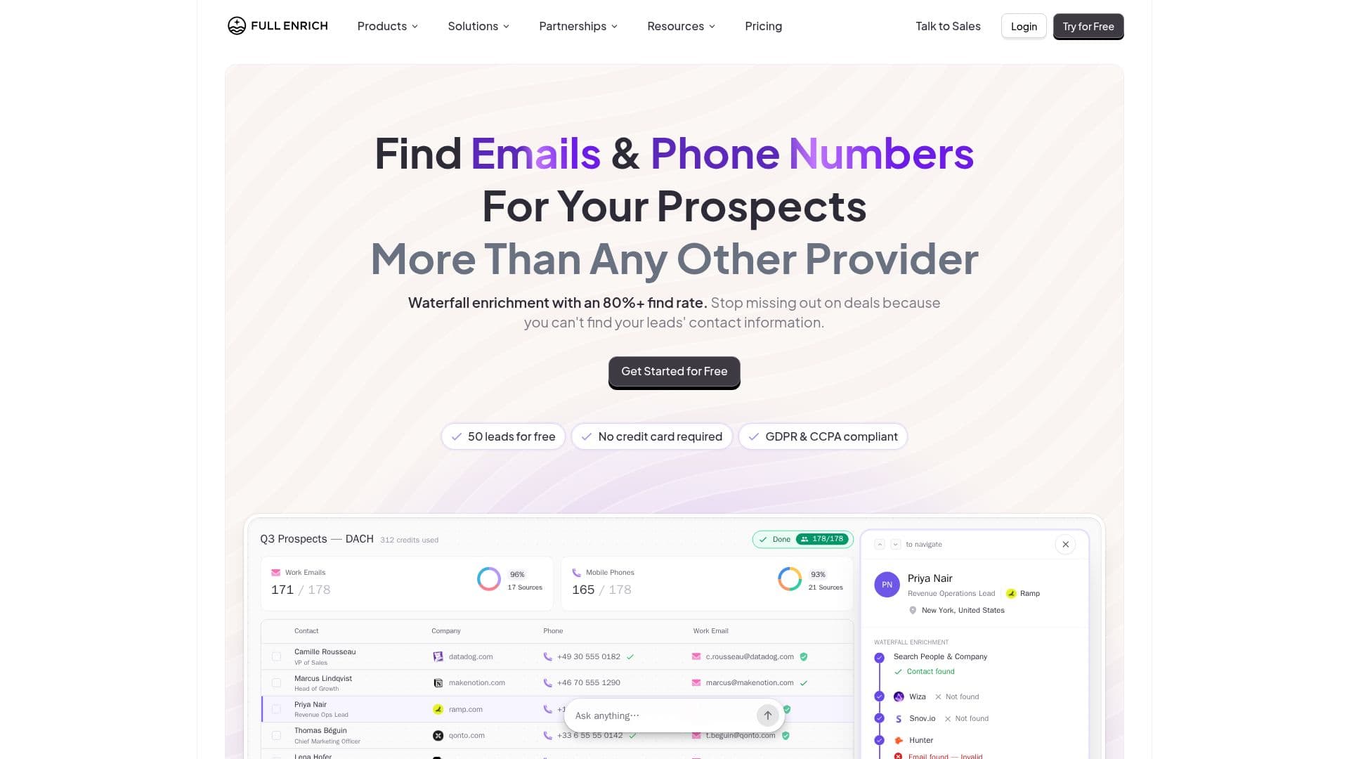 FullEnrich — Enriquecimento de Email e Telefone B2B screenshot