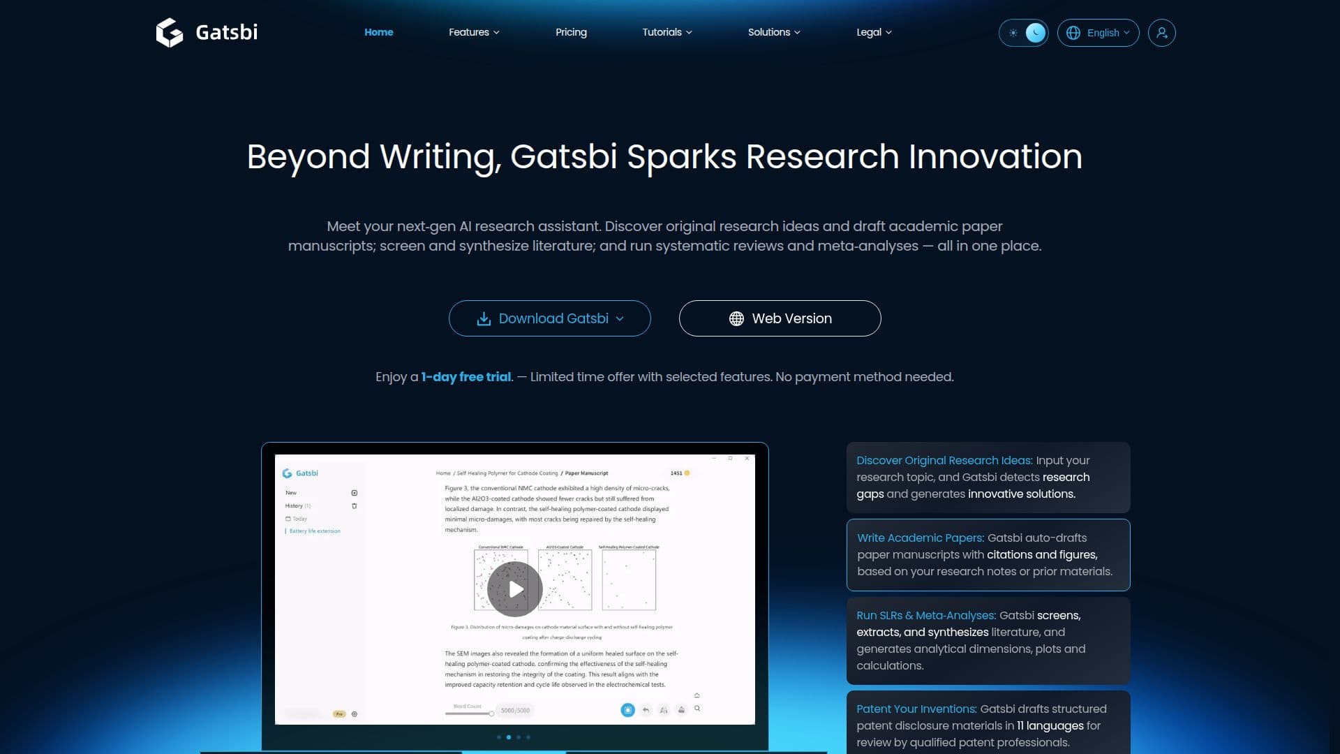 Gatsbi – Plataforma de Escrita de Artigos e Automação de Pesquisa com IA screenshot