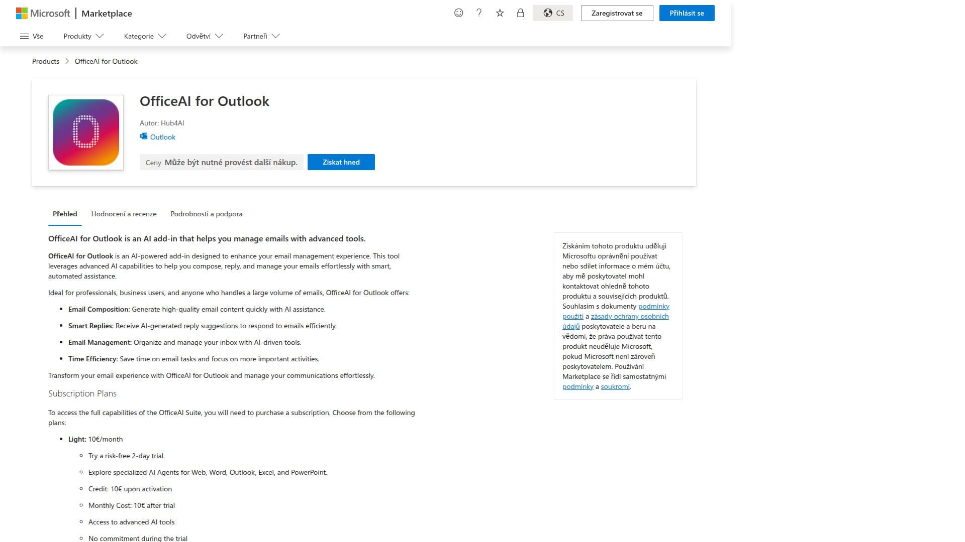 OfficeAI para Outlook screenshot