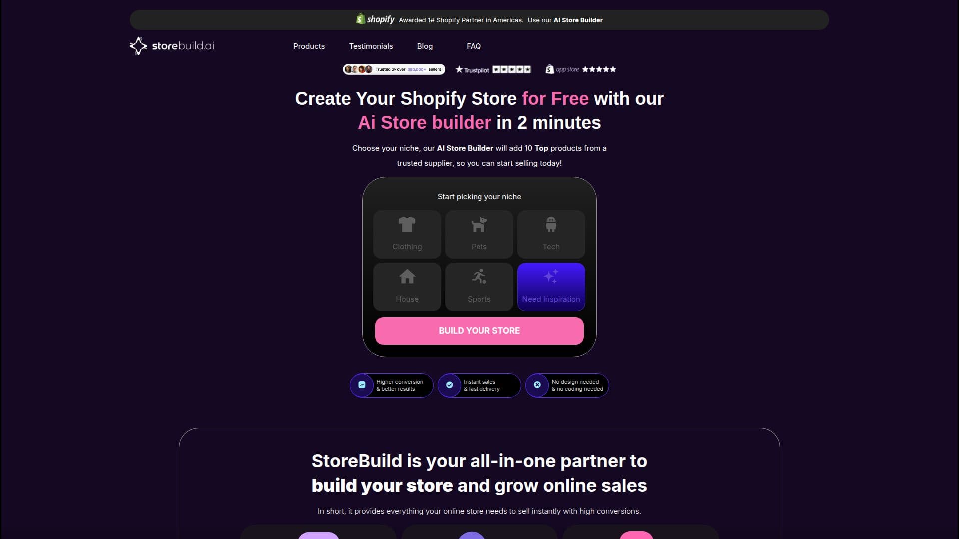 Construtor de Loja AI Shopify da Storebuild.ai screenshot